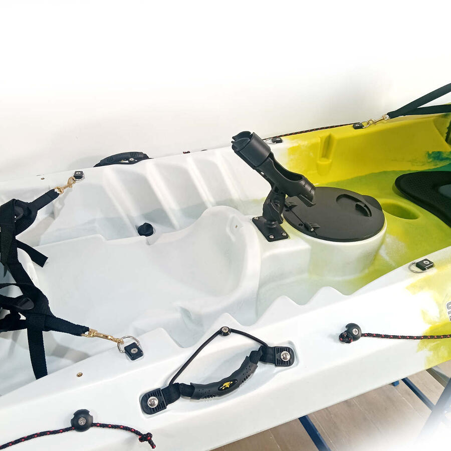 Kayak canoa biposto da pesca e turismo SKF Dolphin - 370 cm - 31 kg Blu - Bianco - Giallo