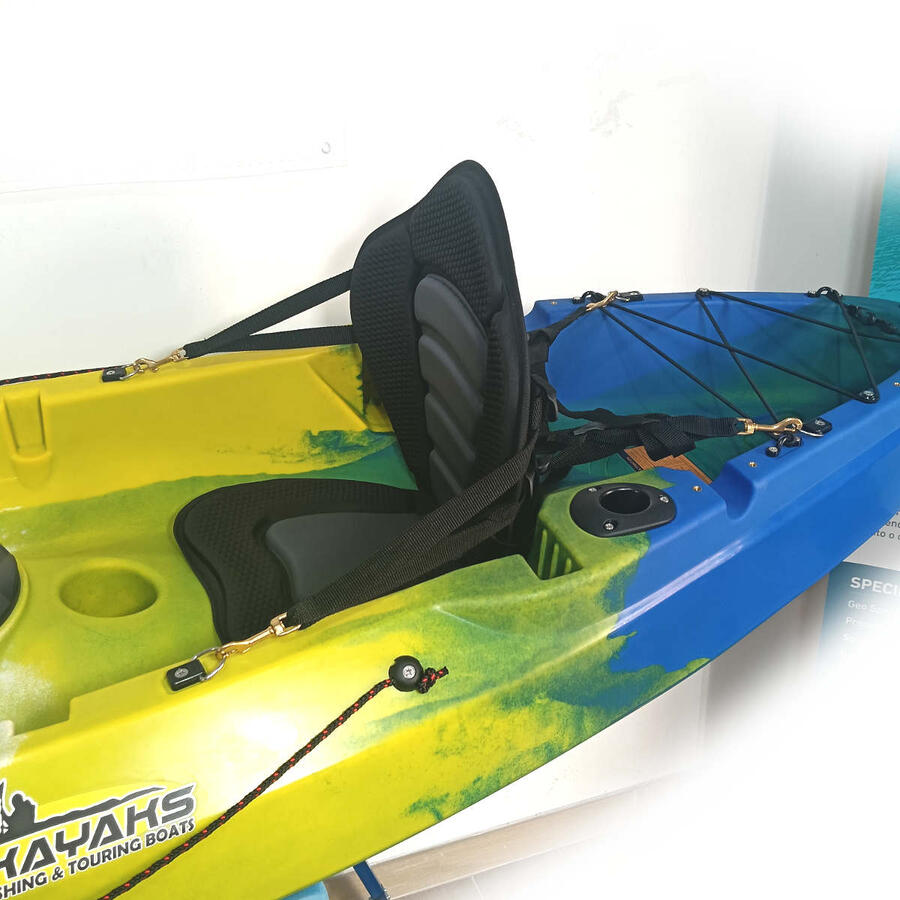 Kayak canoa biposto da pesca e turismo SKF Dolphin - 370 cm - 31 kg Blu - Bianco - Giallo