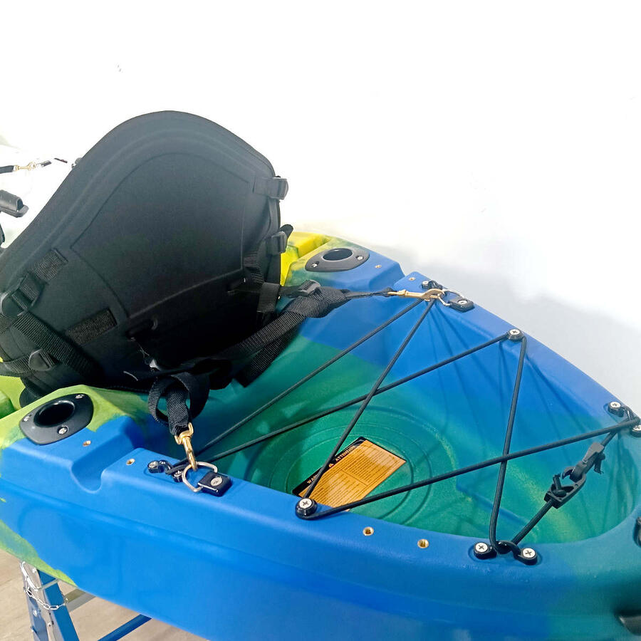 Kayak canoa biposto da pesca e turismo SKF Dolphin - 370 cm - 31 kg Blu - Bianco - Giallo