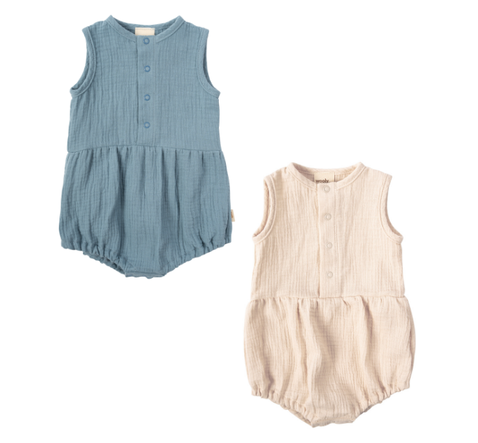 Pagliaccetto in mussola – 100% cotone biologico GOTS – Natural Ecru / Citadel