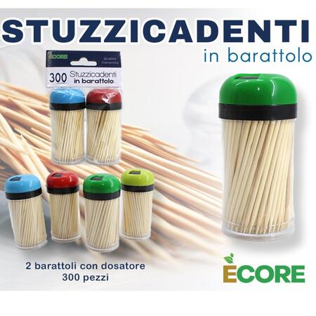 INTRADE STUZZICADENTI 2 BARATTOLI 300 PEZZI (Confezione da 24 pezzi) 