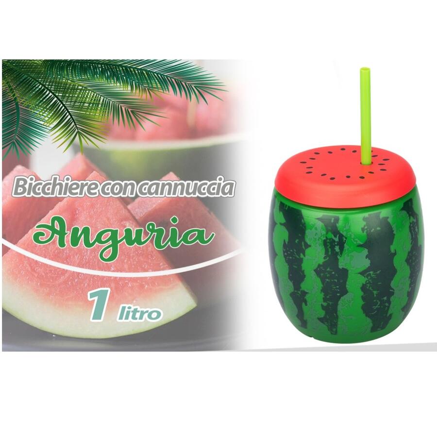 INTRADE BICCHIERE CON CANNUCCIA FORMA ANGURIA 1 LT (Confezione da 12 pezzi) 