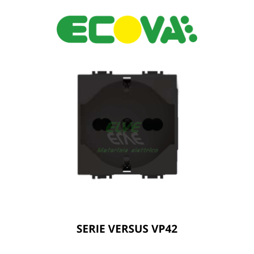 ECOVA - 27207 VP42 Presa universale 10/16A nero compatibile con la serie Vimar Plana®