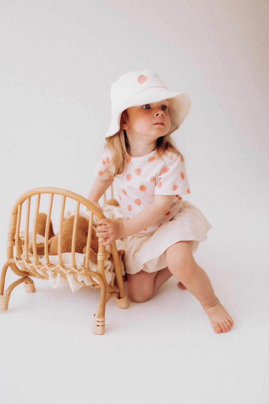 Pantaloncini in mussola con volant – 100% cotone biologico GOTS