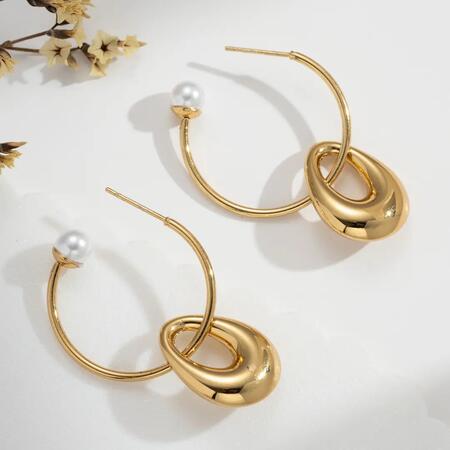 Creoli Perla Acciaio Scolpito Eleganza Durevole Stile raffinato