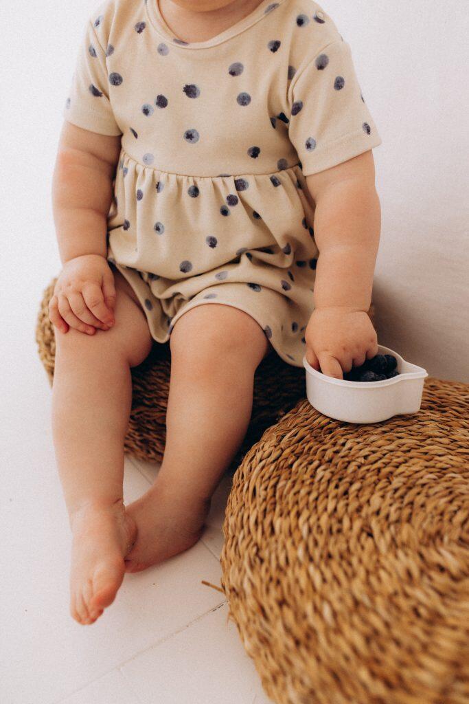 Vestito a maniche corte con body integrato – 100% cotone biologico GOTS – Blueberry Breeze 