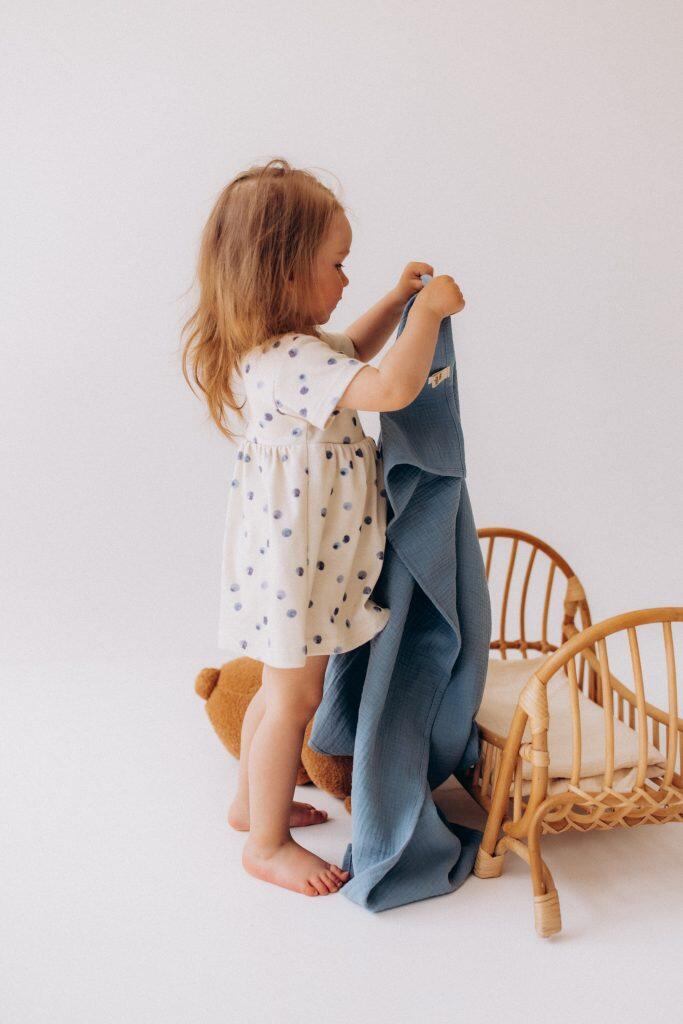 Vestito a maniche corte con body integrato – 100% cotone biologico GOTS – Blueberry Breeze 