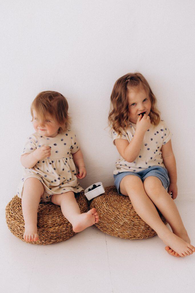 Vestito a maniche corte con body integrato – 100% cotone biologico GOTS – Blueberry Breeze 