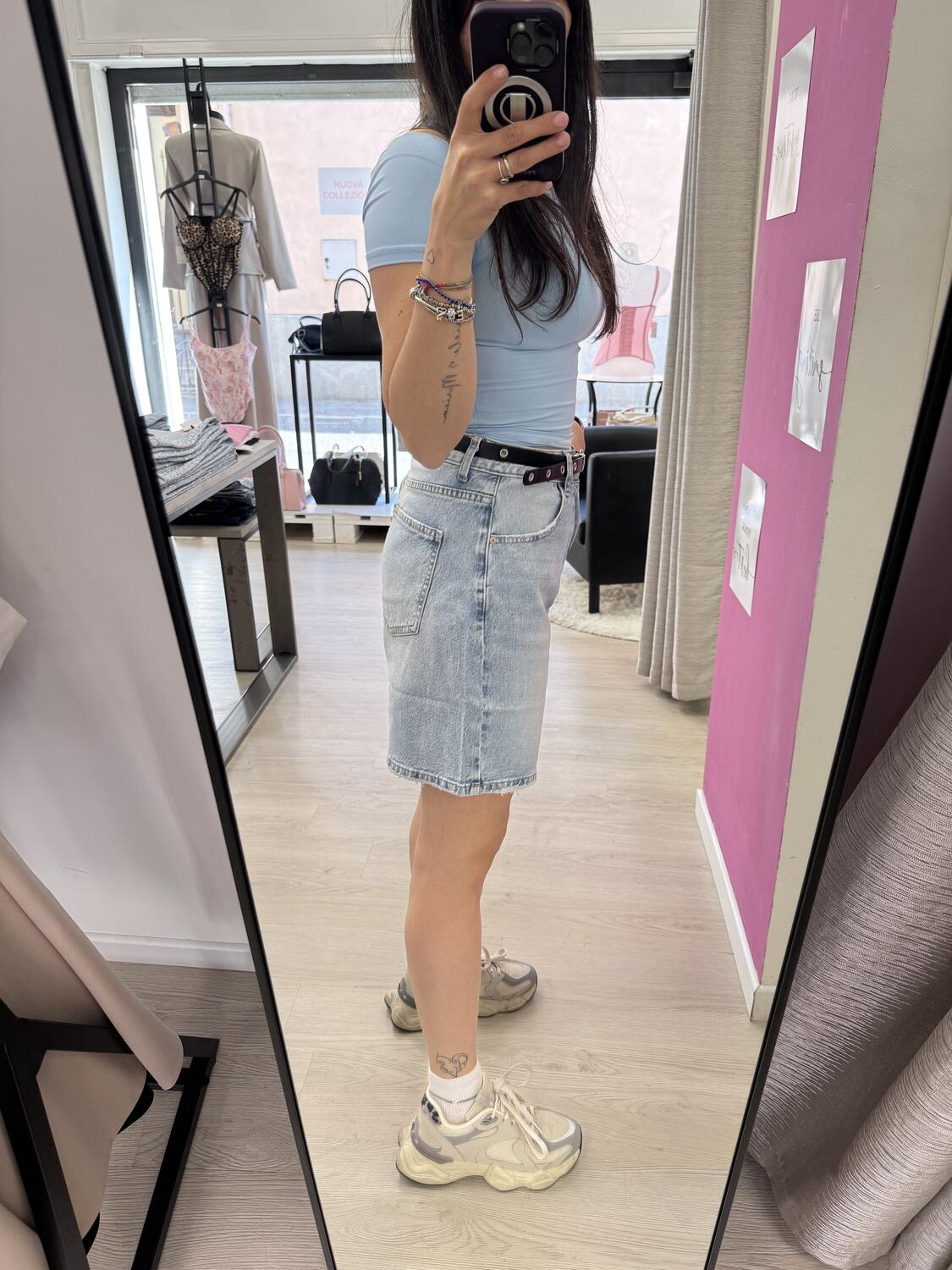 NOVITÀ Shorts in denim con cinturina