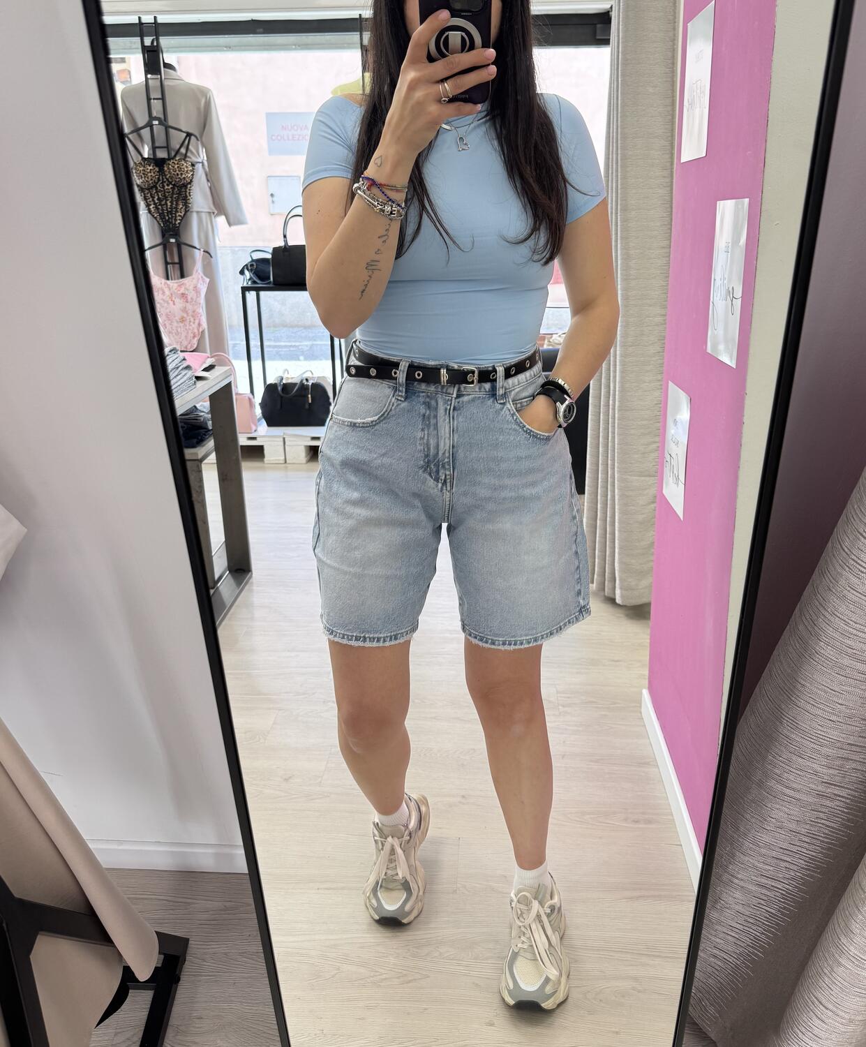 NOVITÀ Shorts in denim con cinturina