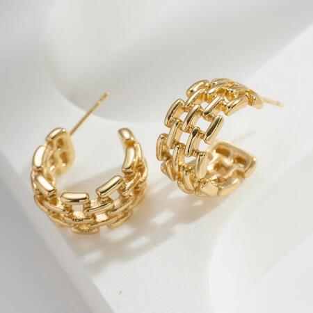 Creoli a catena dorata in acciaio inossidabile maglie scolpite