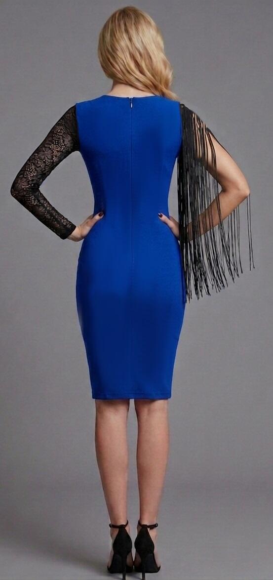 0773B TUBE IN ELASTIC CREPE FABRIC WITH TRANSPARENCIES IN LACE AND FRINGES