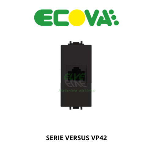 ECOVA - 27214 VP42 Presa rj11 telefonica nero compatibile con la serie Vimar Plana®