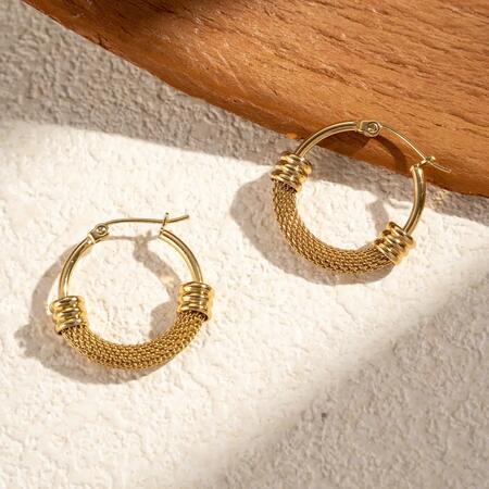 Creoli dorati intrecciati in acciaio inossidabile stile boho