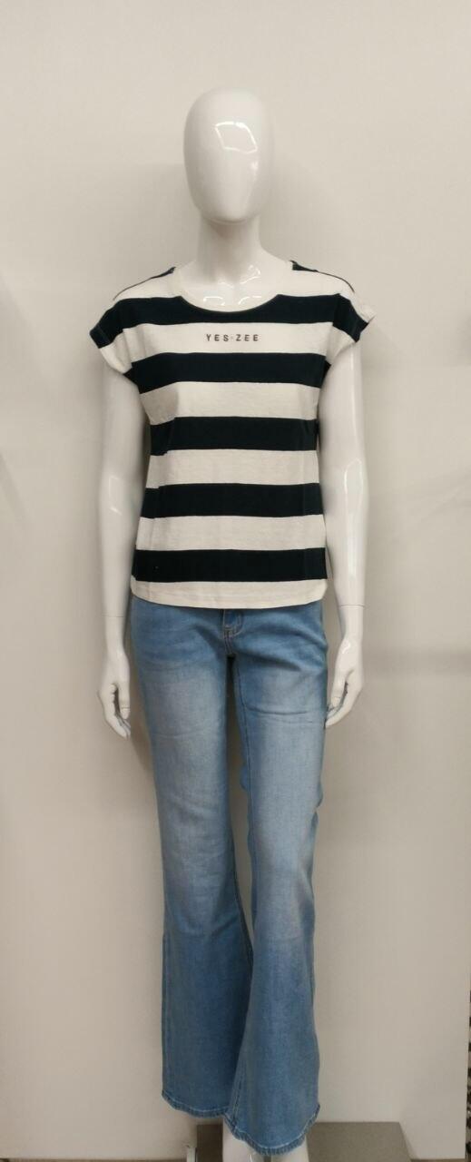 T/Shirt Yes Zee Rigata blu