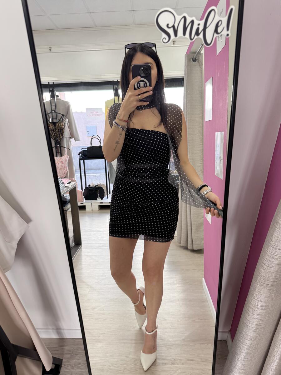 NOVITÀ Abitino a pois a fascia con foulard