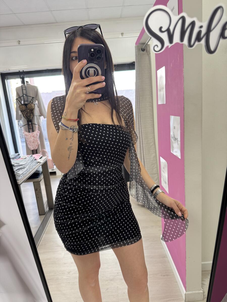 NOVITÀ Abitino a pois a fascia con foulard