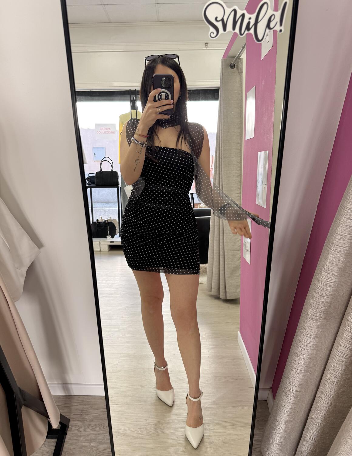 NOVITÀ Abitino a pois a fascia con foulard