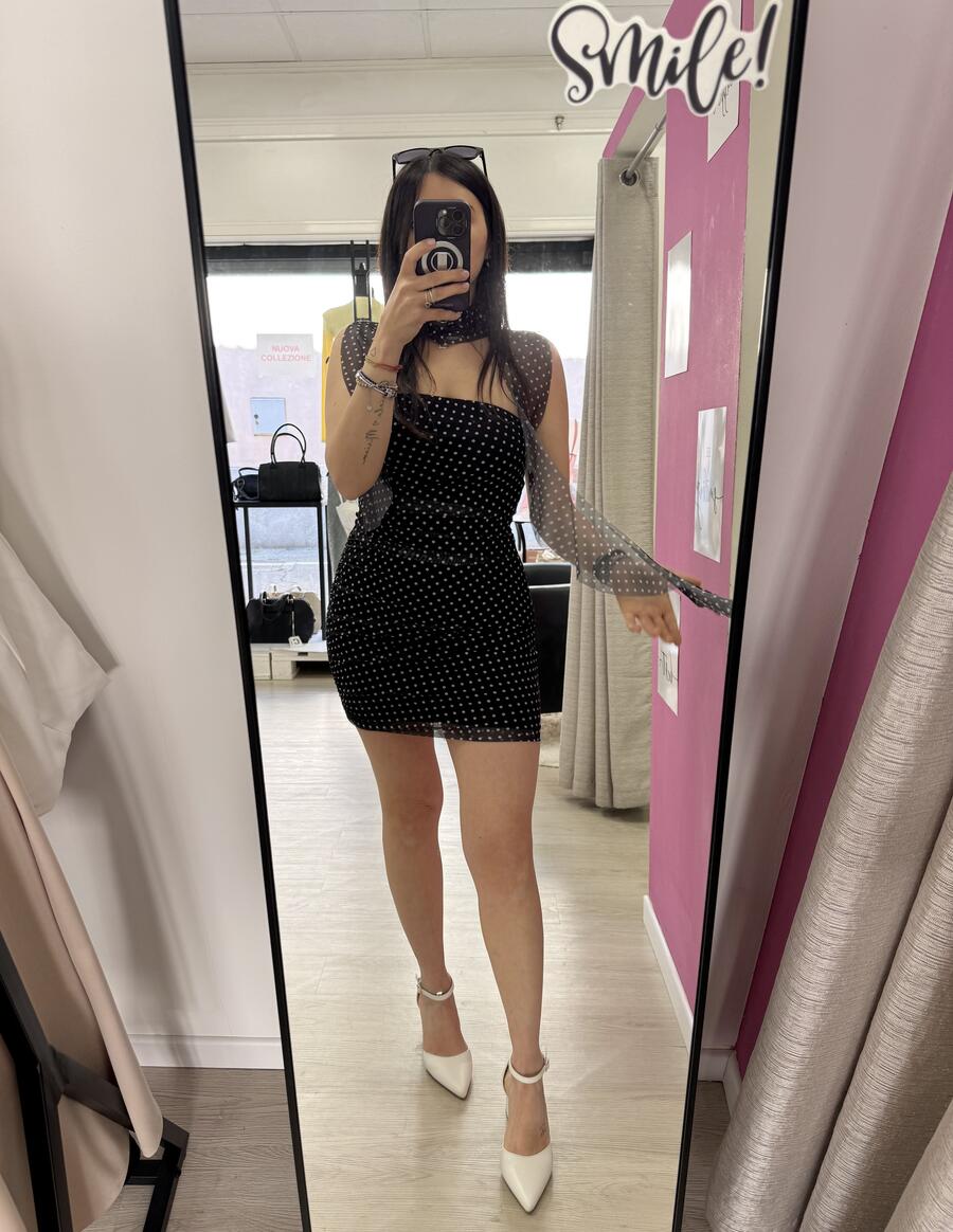 NOVITÀ Abitino a pois a fascia con foulard