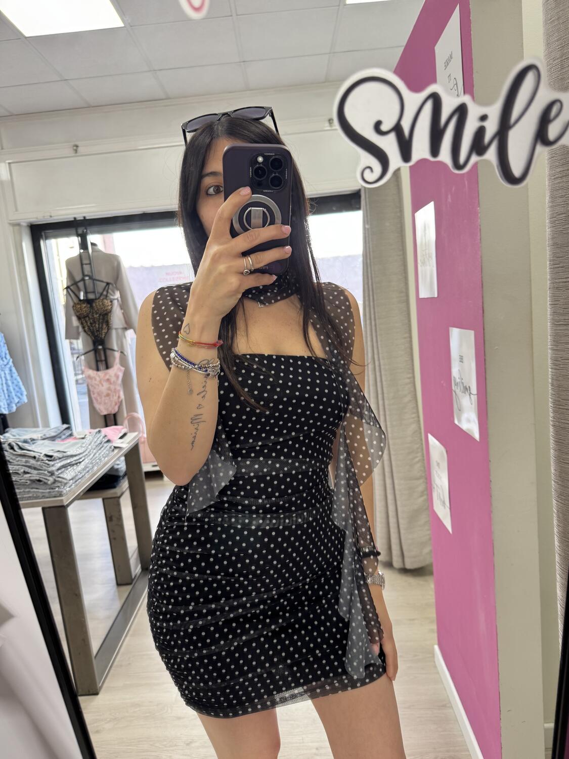 NOVITÀ Abitino a pois a fascia con foulard