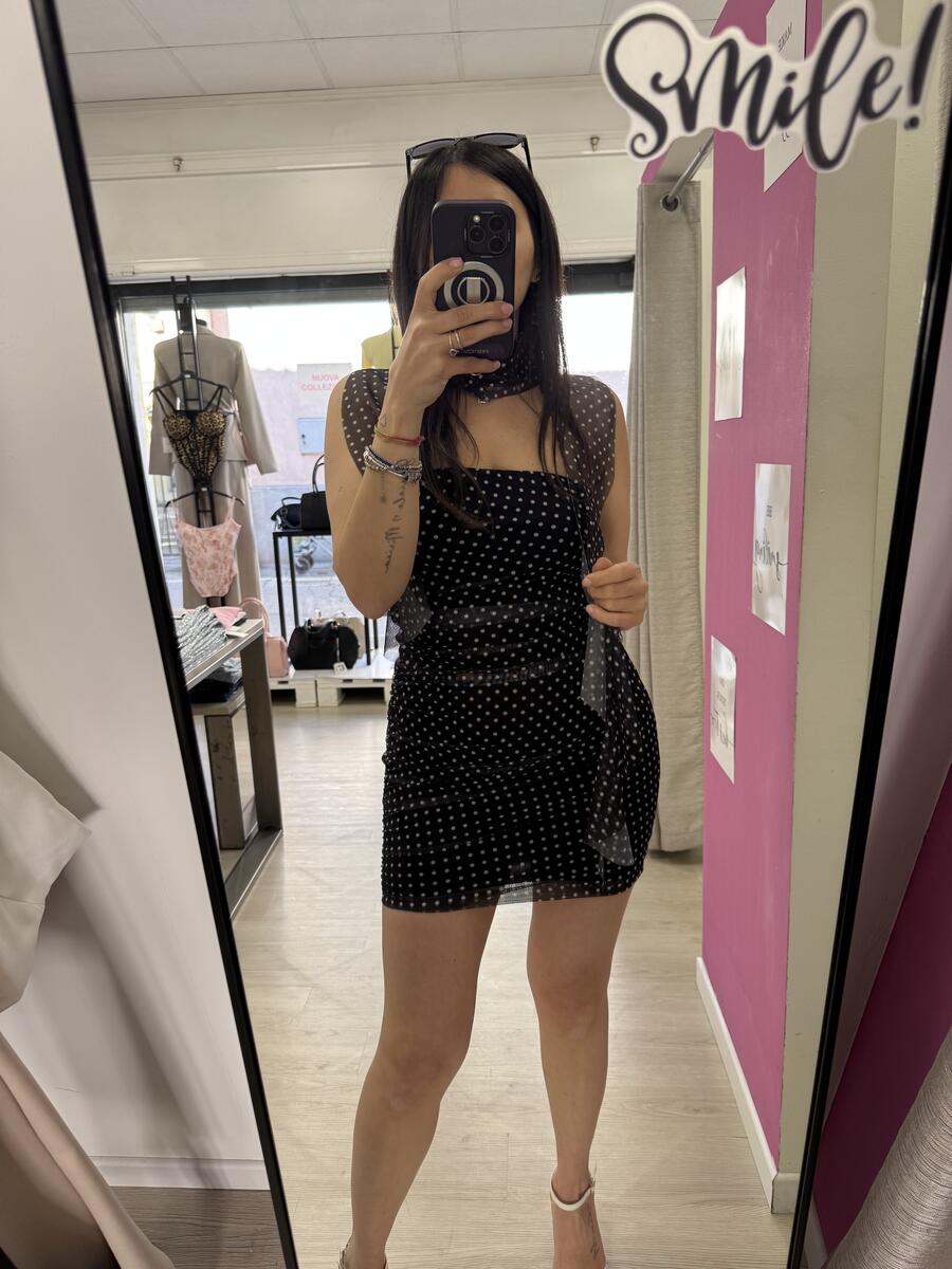 NOVITÀ Abitino a pois a fascia con foulard