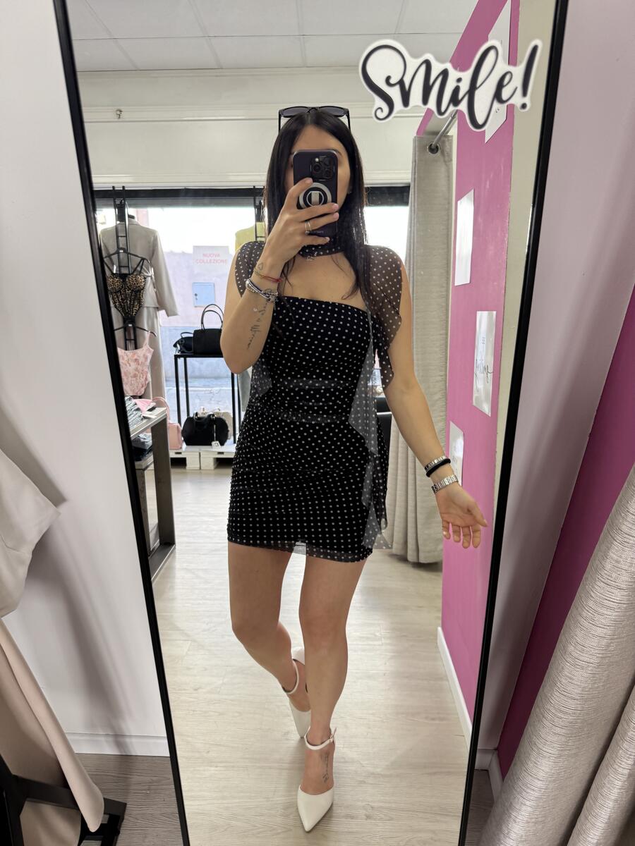 NOVITÀ Abitino a pois a fascia con foulard