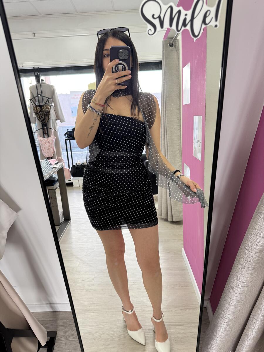 NOVITÀ Abitino a pois a fascia con foulard