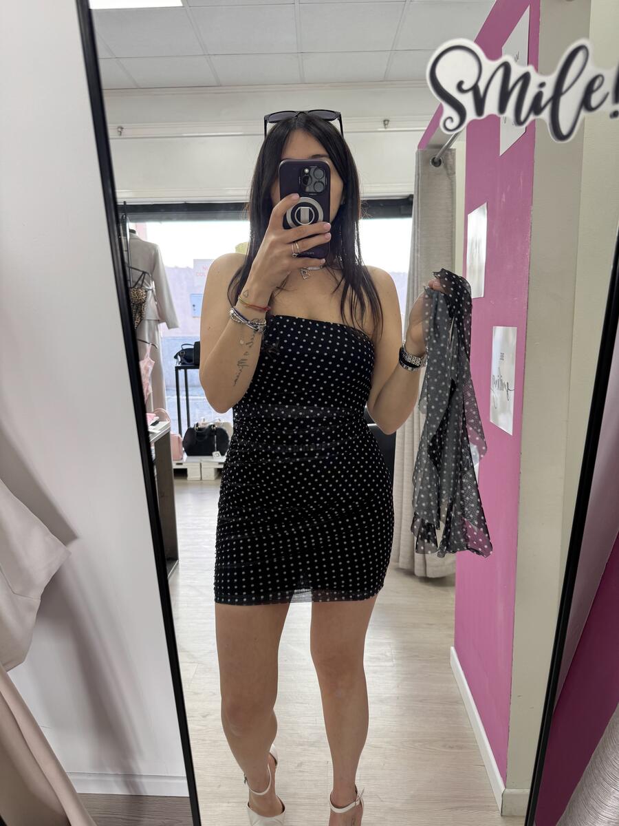 NOVITÀ Abitino a pois a fascia con foulard