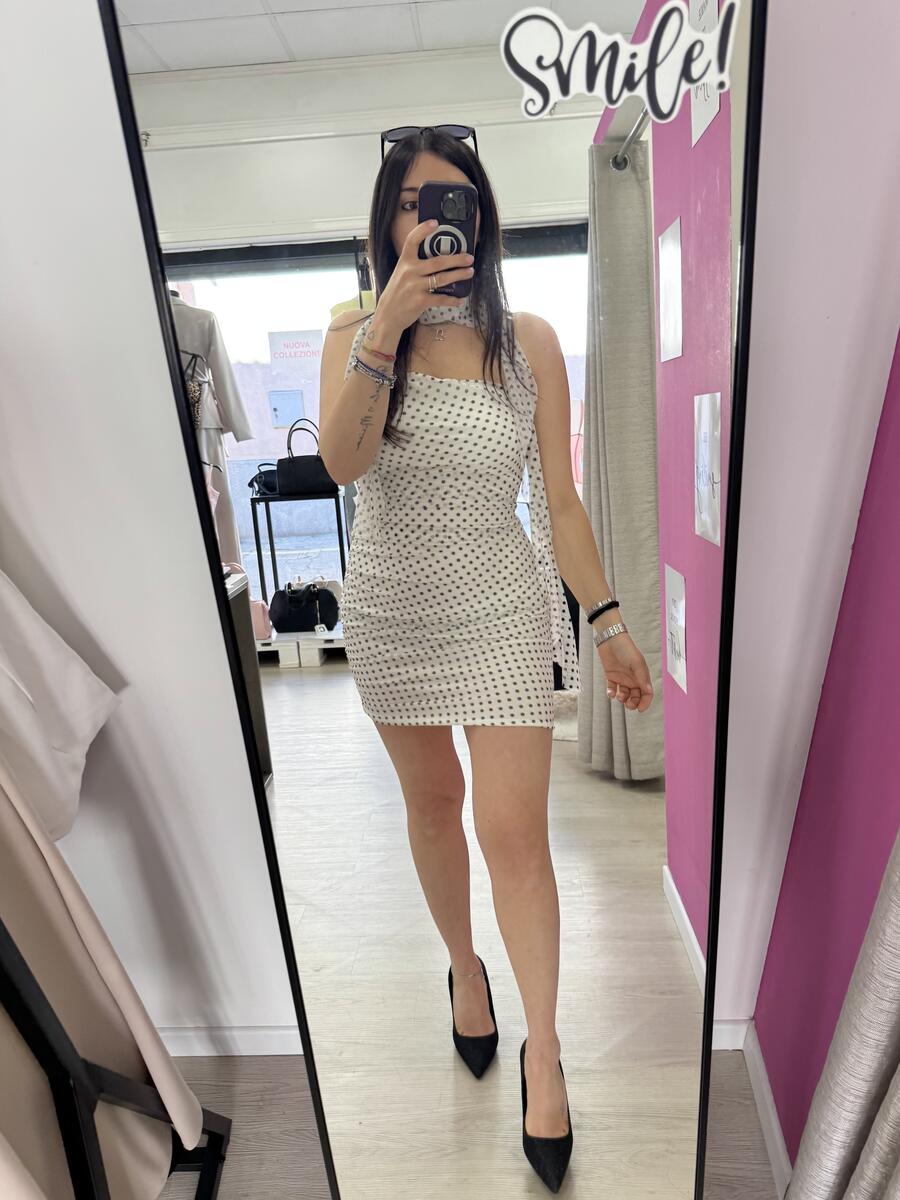 NOVITÀ Abitino a pois a fascia con foulard