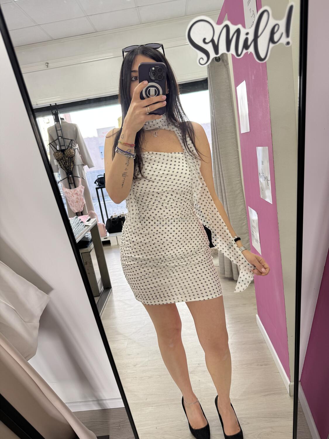 NOVITÀ Abitino a pois a fascia con foulard