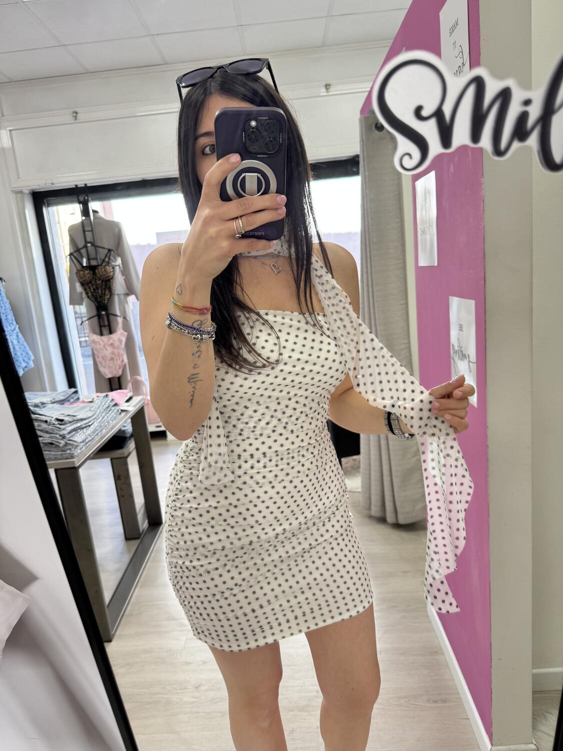 NOVITÀ Abitino a pois a fascia con foulard