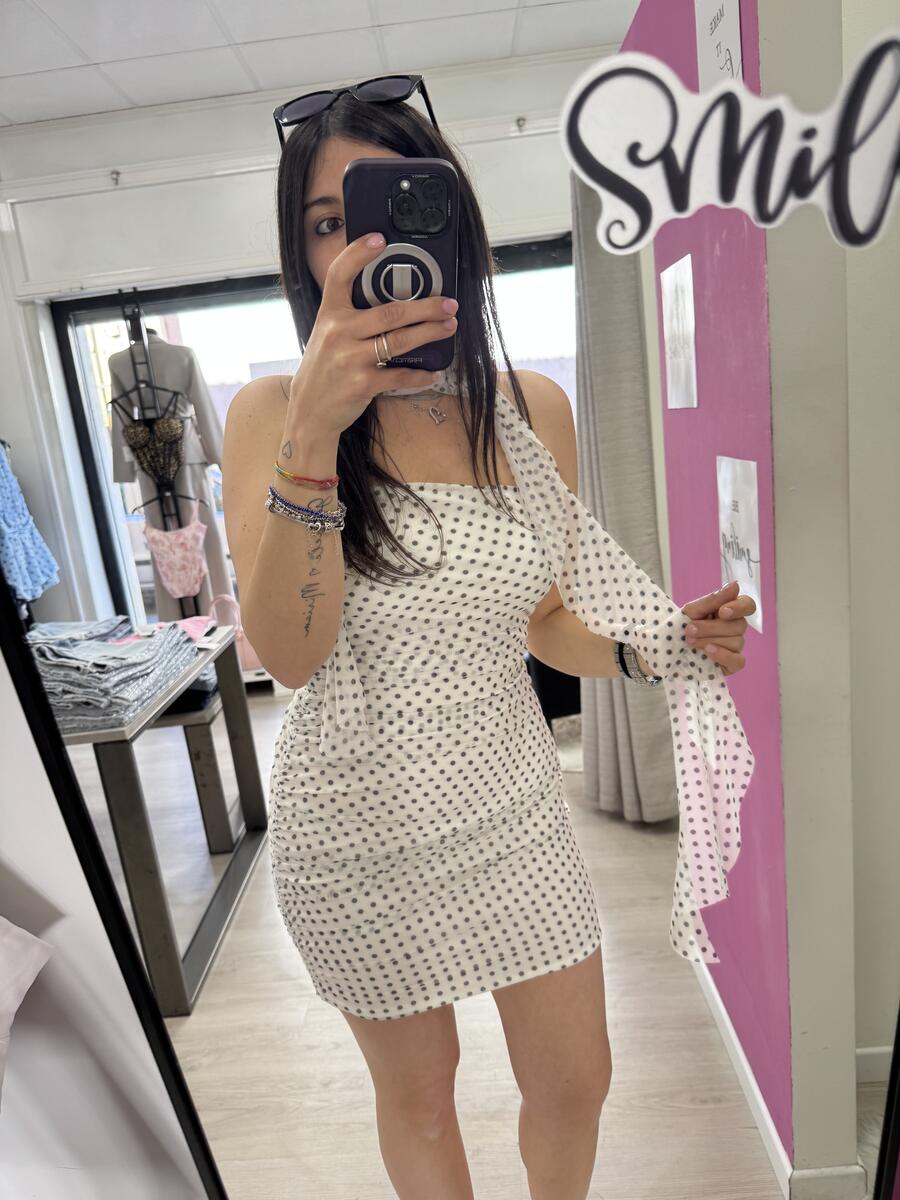 NOVITÀ Abitino a pois a fascia con foulard