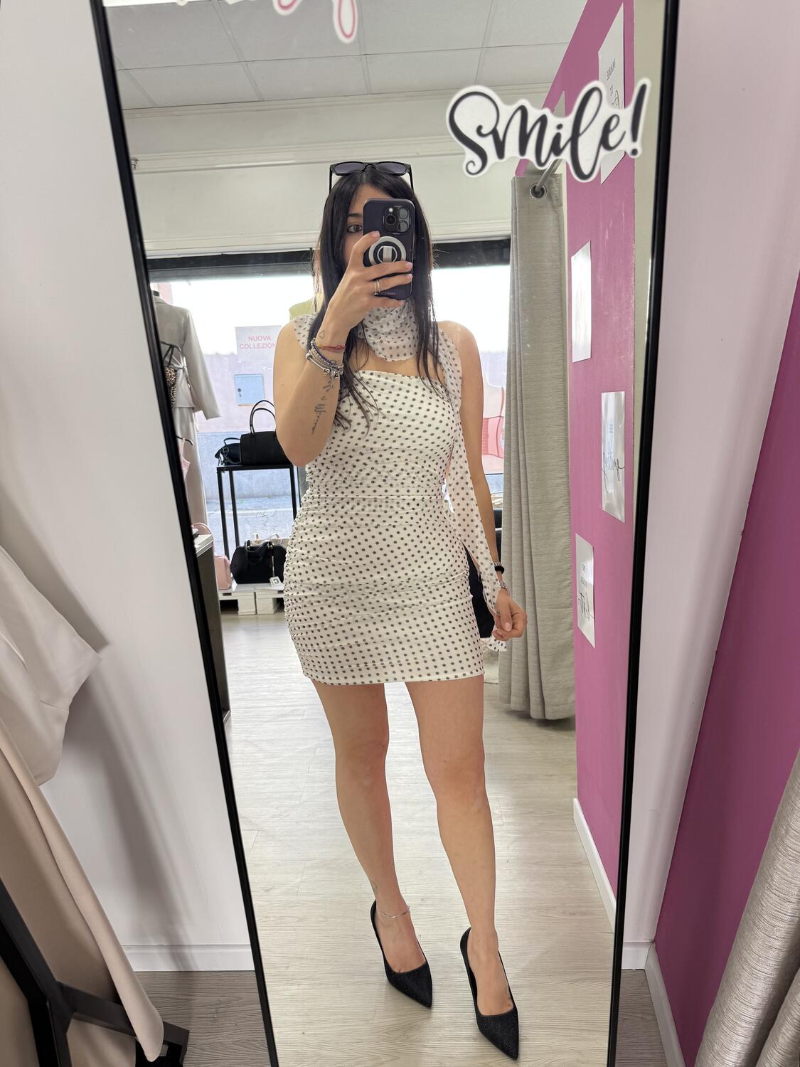 NOVITÀ Abitino a pois a fascia con foulard