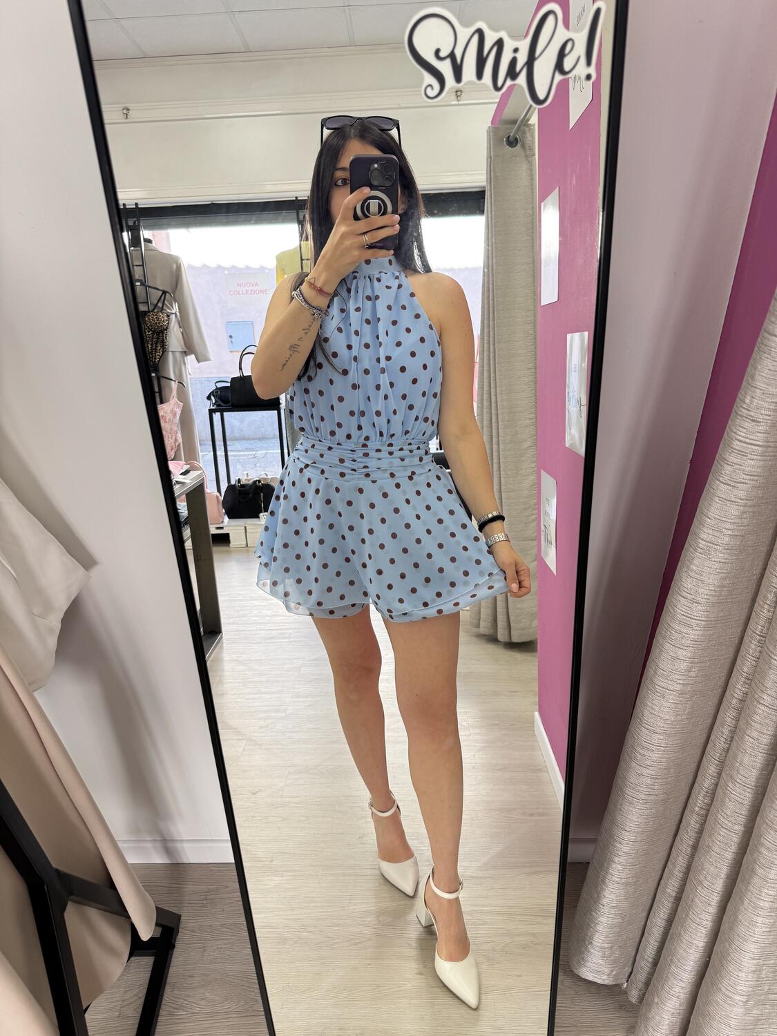 NOVITÀ Tutina a pois scollo all'americana