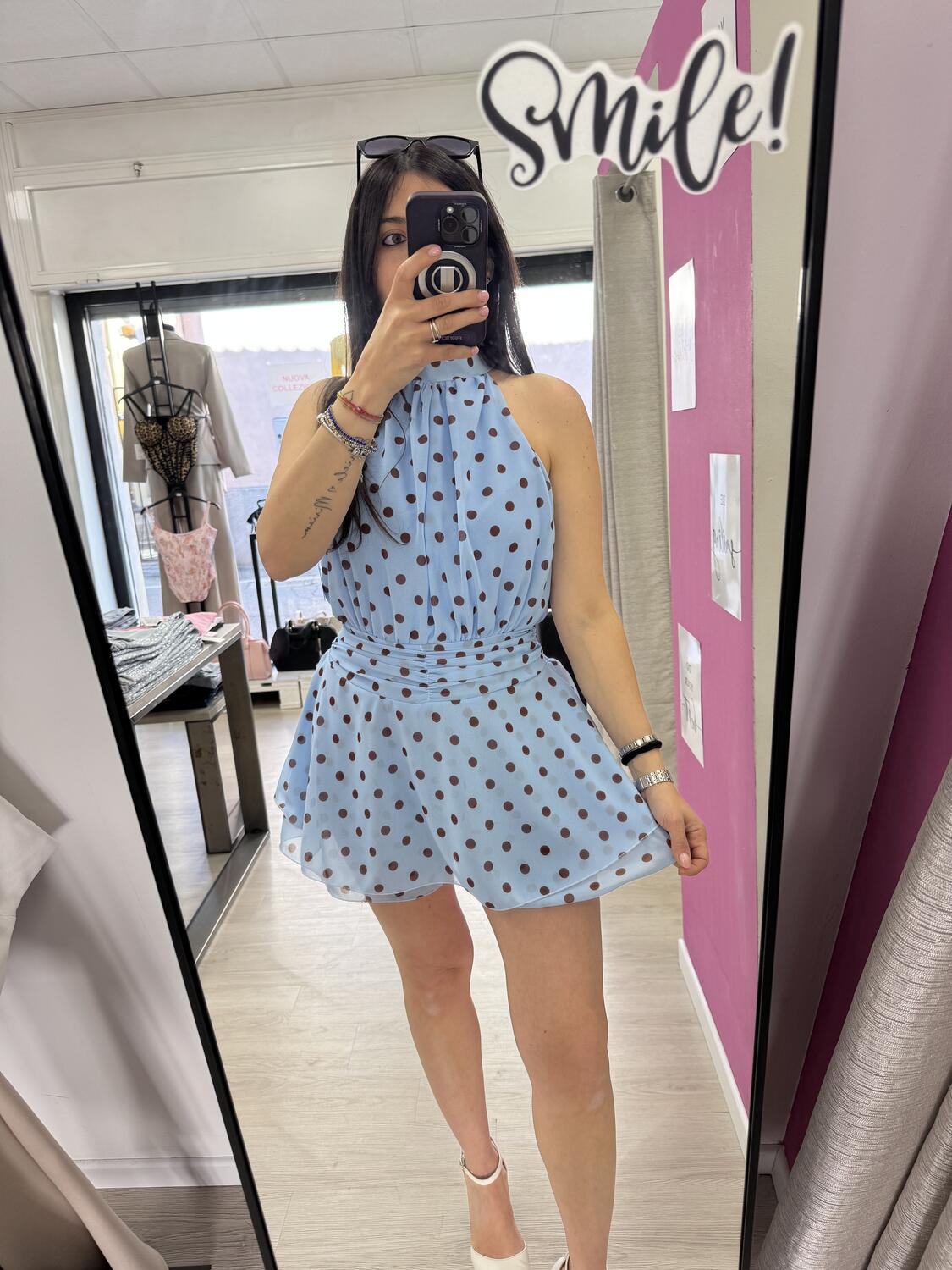 NOVITÀ Tutina a pois scollo all'americana