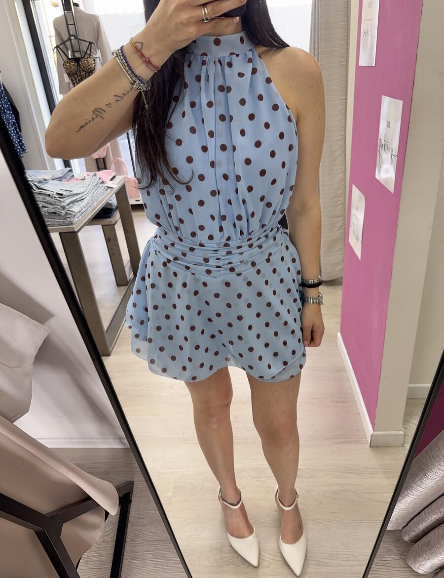 NOVITÀ Tutina a pois scollo all'americana