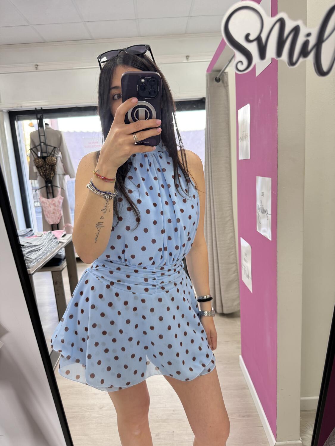 NOVITÀ Tutina a pois scollo all'americana