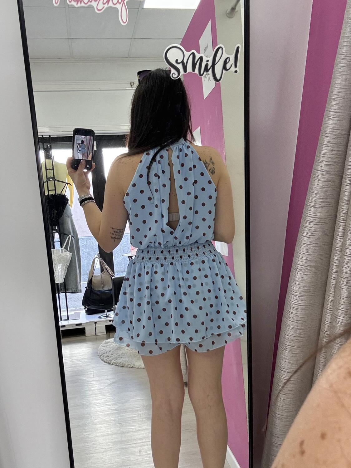 NOVITÀ Tutina a pois scollo all'americana