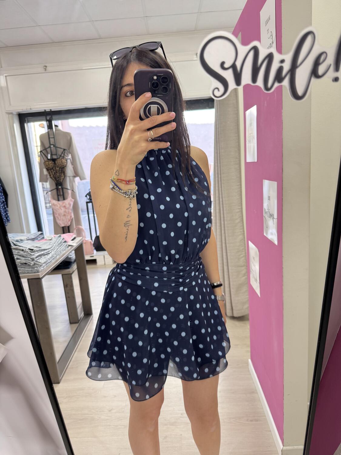 NOVITÀ Tutina a pois scollo all'americana