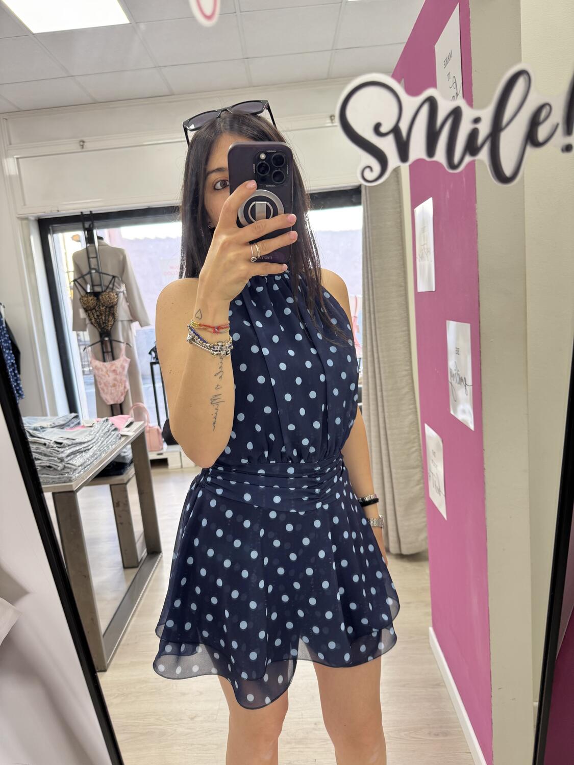 NOVITÀ Tutina a pois scollo all'americana