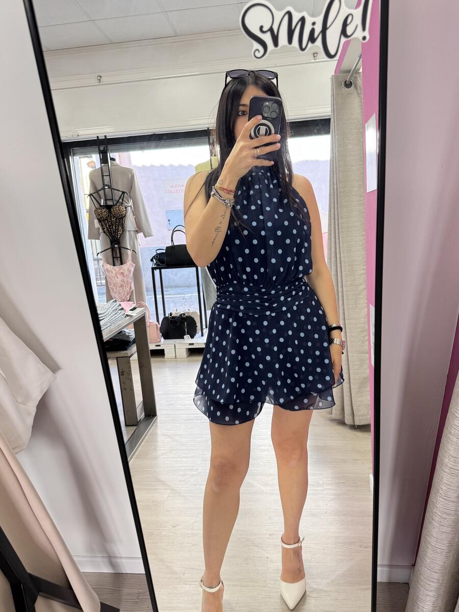 NOVITÀ Tutina a pois scollo all'americana