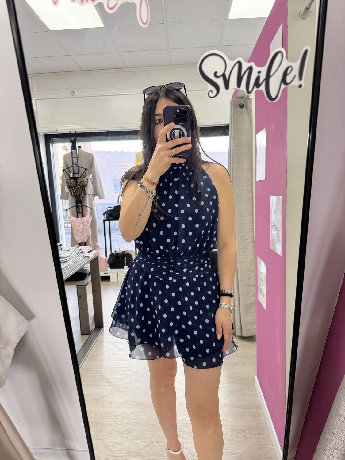 NOVITÀ Tutina a pois scollo all'americana