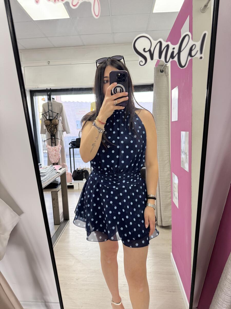 NOVITÀ Tutina a pois scollo all'americana