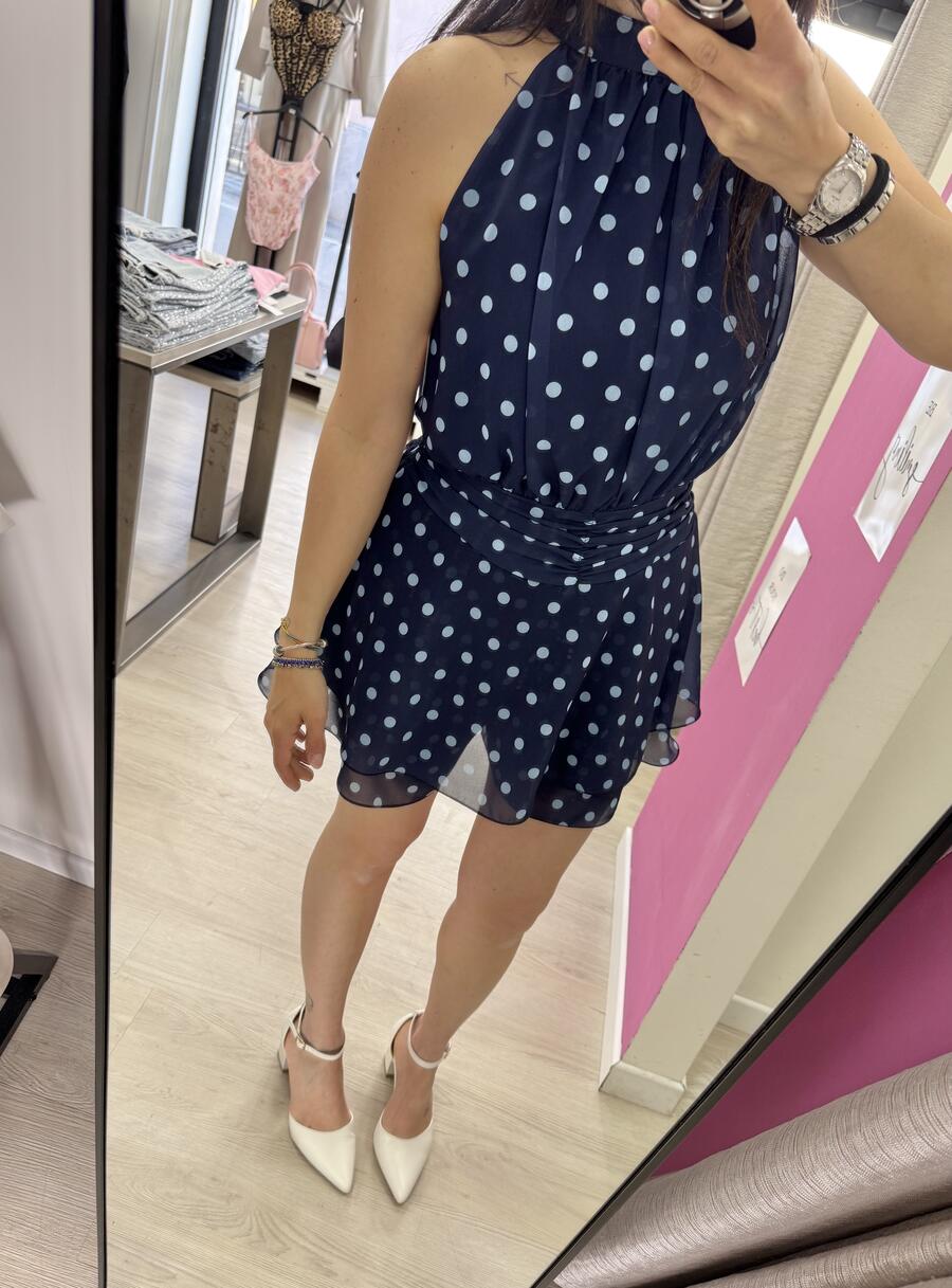 NOVITÀ Tutina a pois scollo all'americana