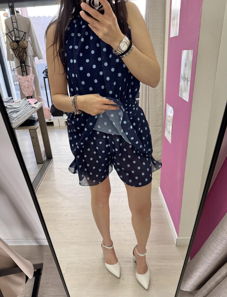 NOVITÀ Tutina a pois scollo all'americana