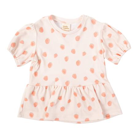 Maglietta con stampa fragola – 100% cotone biologico GOTS 