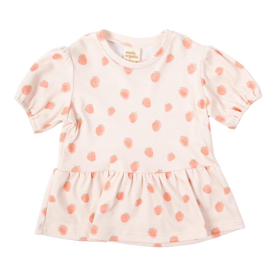 Maglietta con stampa fragola – 100% cotone biologico GOTS 