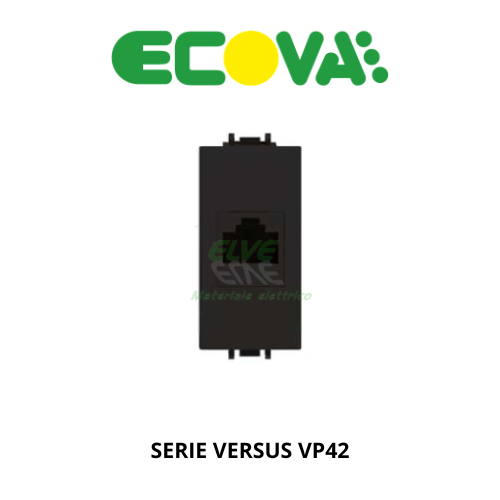 ECOVA - 27216 VP42 Presa rj45 CAT5 nero compatibile con la serie Vimar Plana®