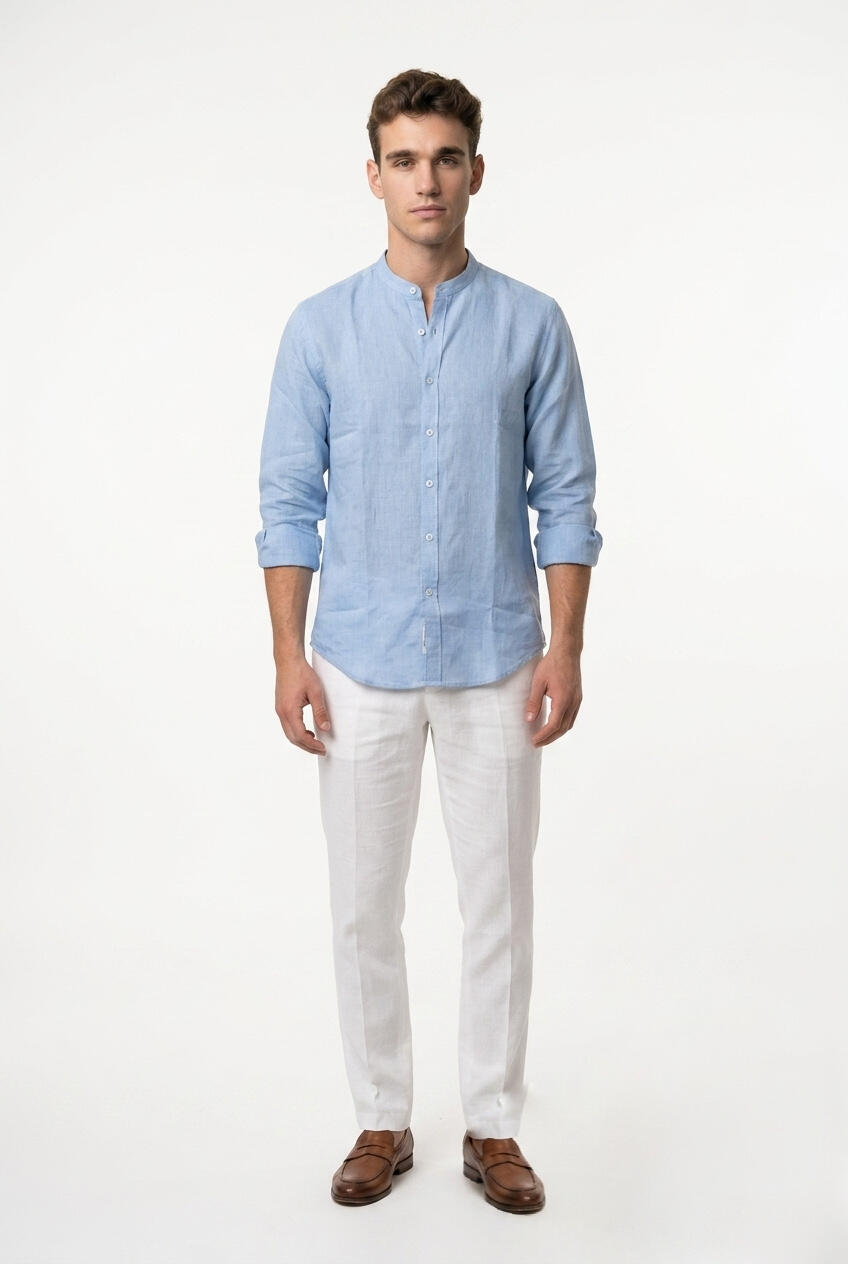 Gianni Lupo Camicia Lino Azzurro