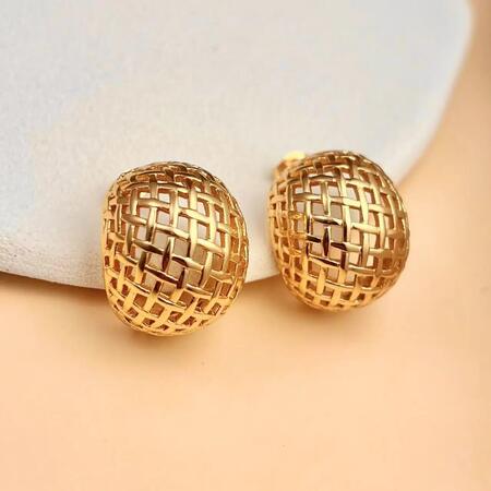 Orecchini a maglia intrecciata scultorea brillante